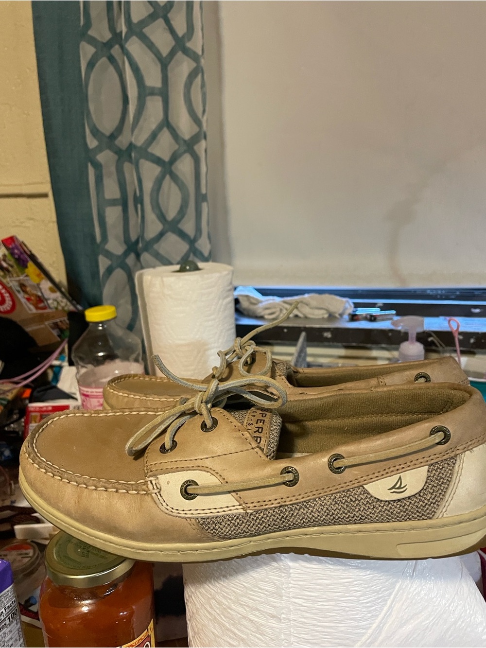 Sperry Men's Tan Leather Boat Shoes - Lace-Up Deck Sneakers